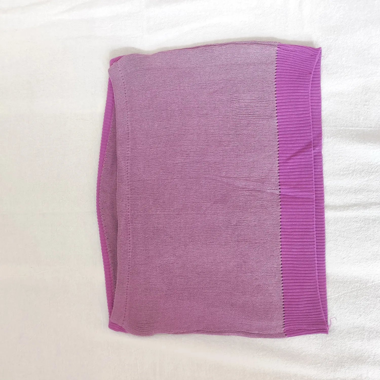 Flat lay back view purple ribbed knit strapless cropped tube top