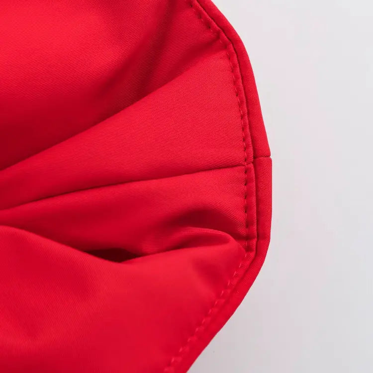 Close-up of hem corner stitching