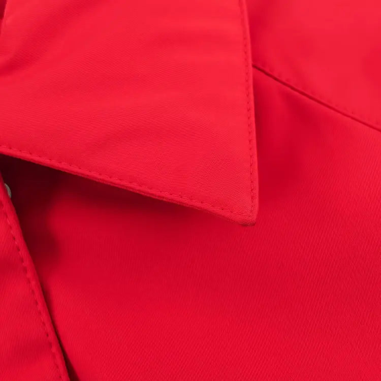 Close-up of collar tip stitching
