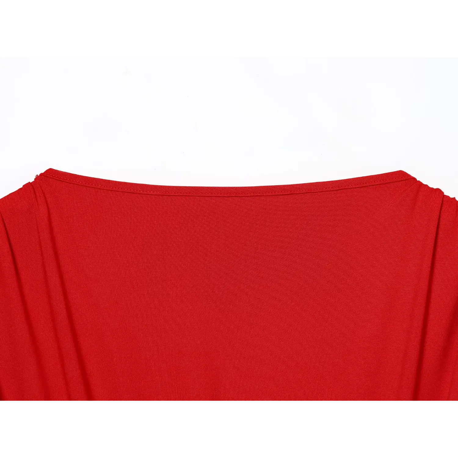 Red Sleeveless V Neck Ruched Mini Dress, Back Neckline Stitching Close-up | Detail