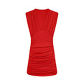Red Sleeveless V Neck Ruched Mini Dress, Front Flat Shot | Product