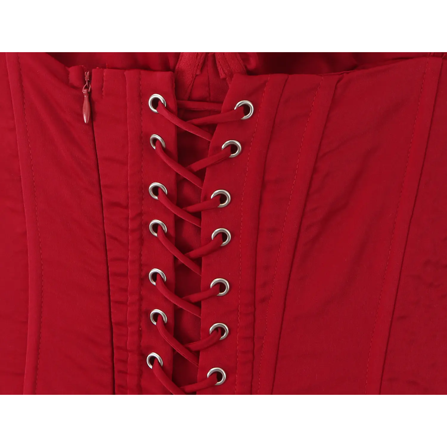 Close‑up of lace‑up eyelet corset back detail