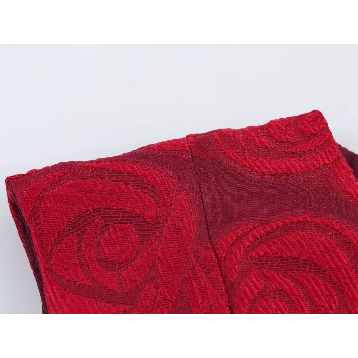 Macro close‑up of jacquard fabric and stitching seam detail