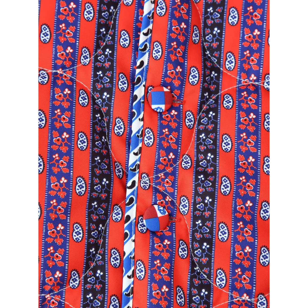 Close-up of fabric-covered buttons
