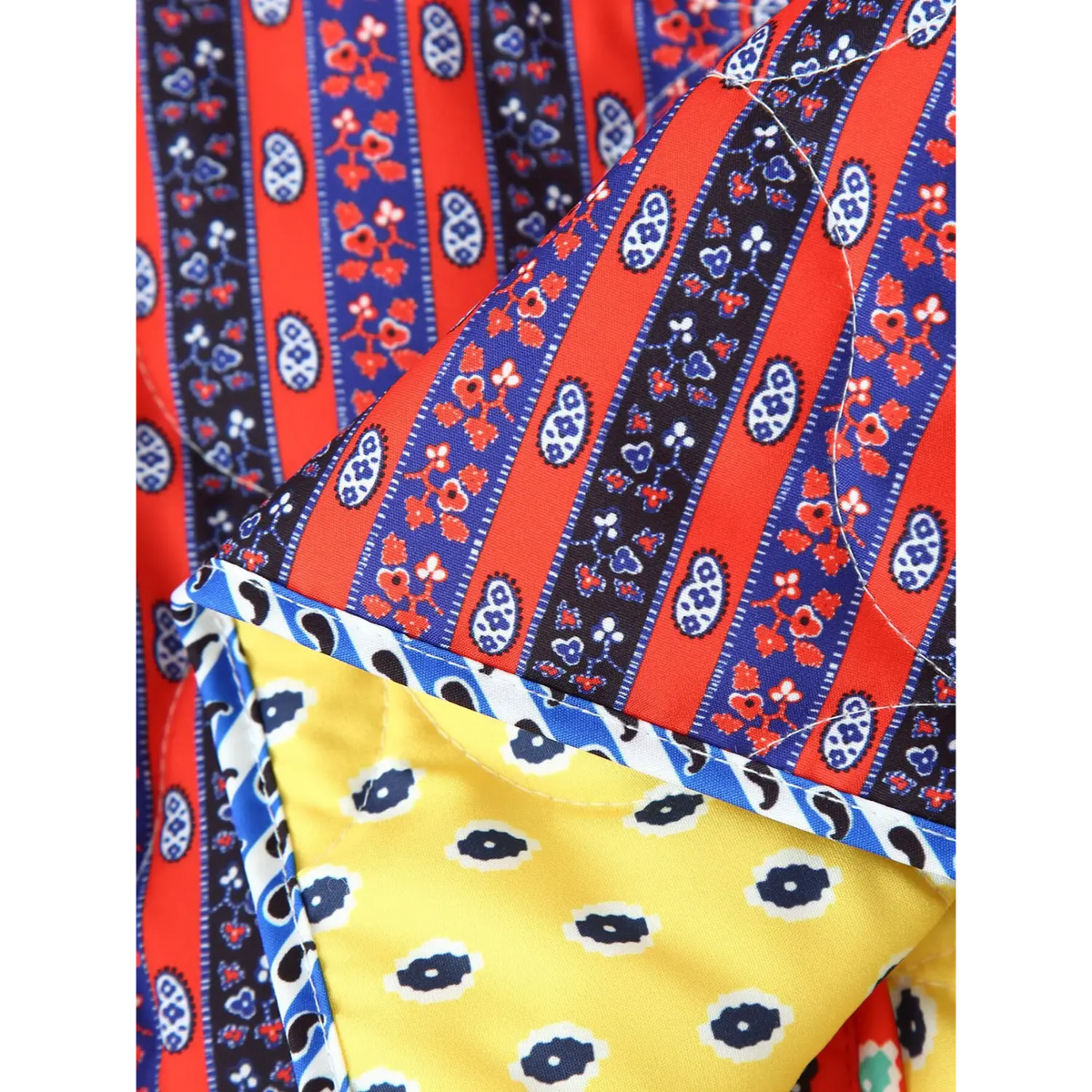 Close-up of yellow printed lining