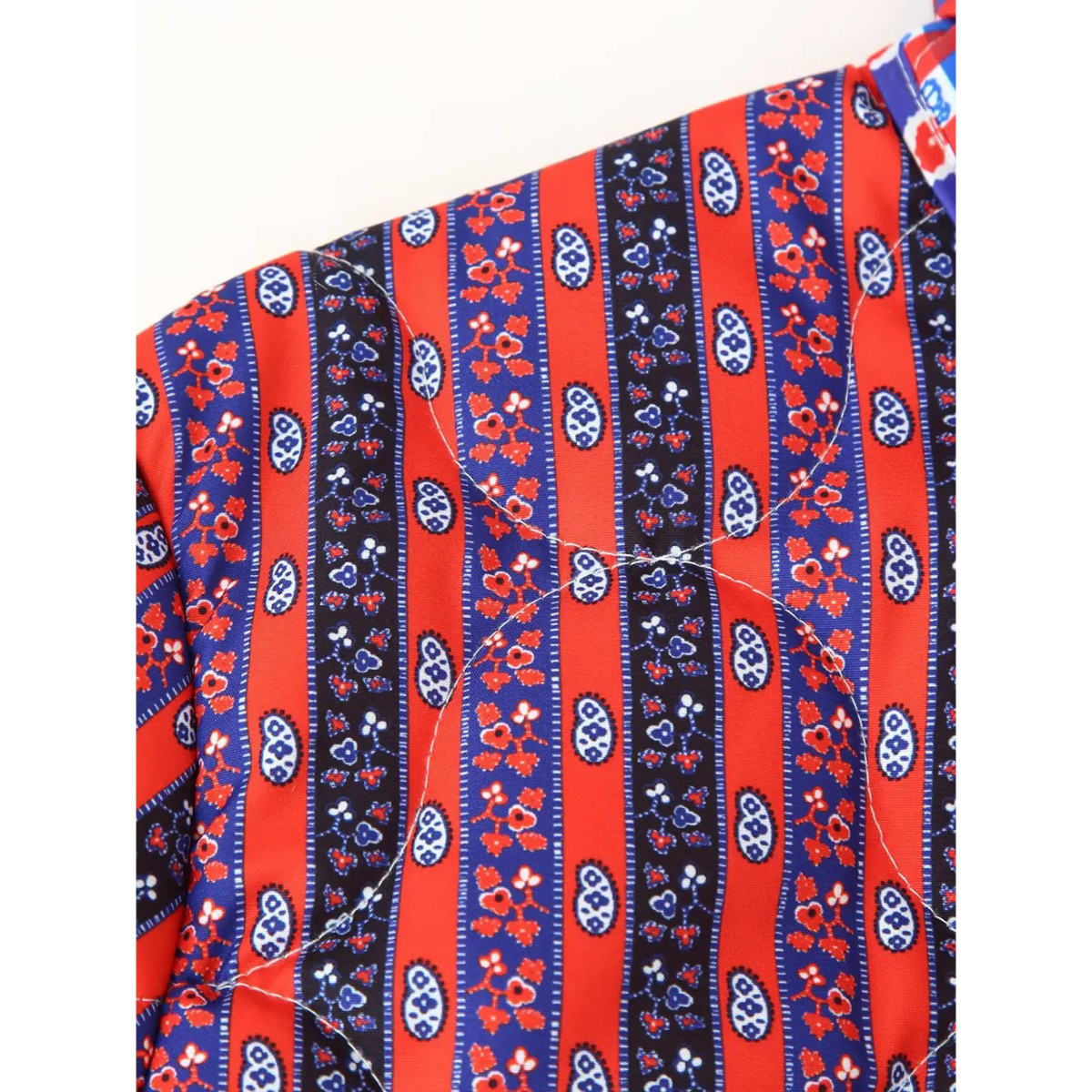 Close-up of quilted shoulder and sleeve