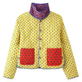 Yellow dot print side front flat lay
