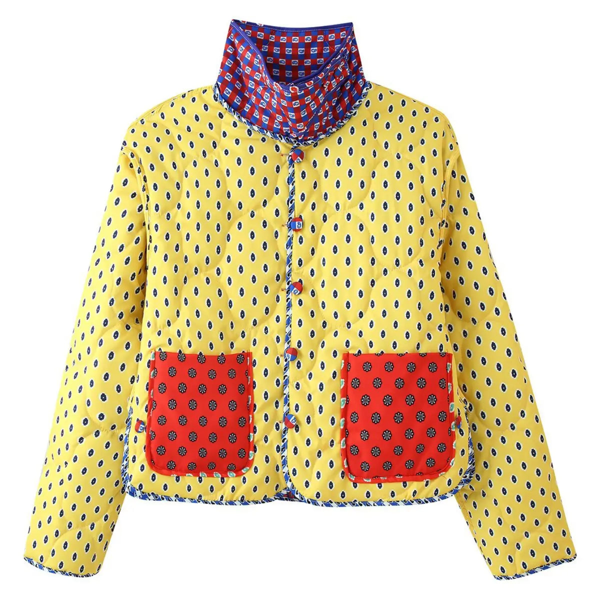 Yellow dot print side front flat lay
