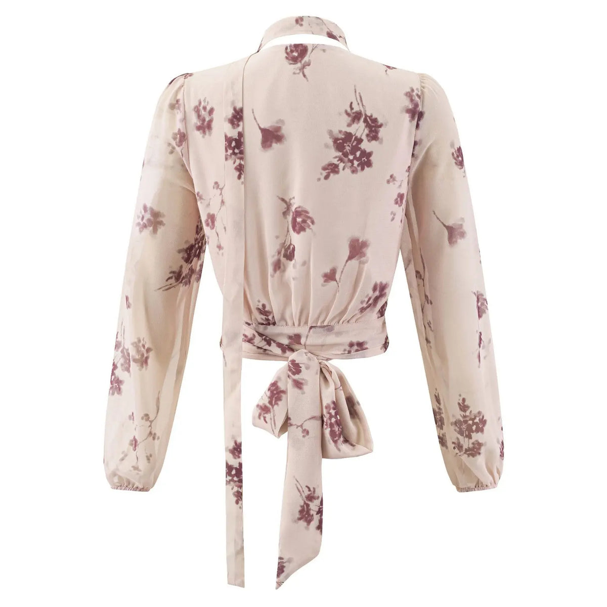 Back flat lay showing tie bow at waist
