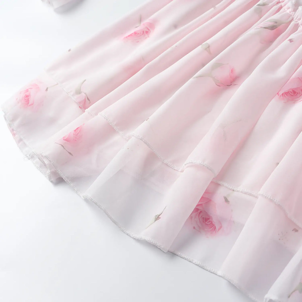 Close-up of tiered ruffle hem