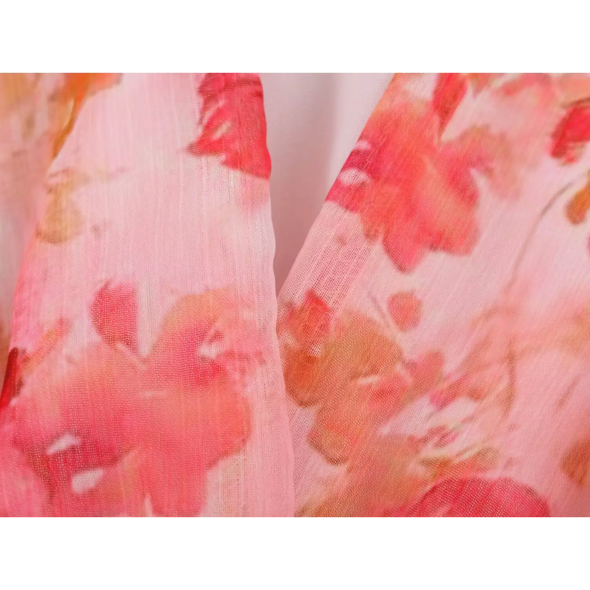 Close-up of lightweight chiffon rose print texture