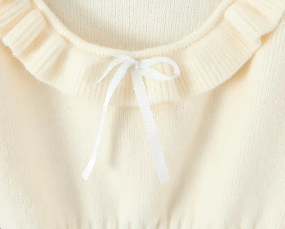 Macro close-up of satin ribbon bow at neckline