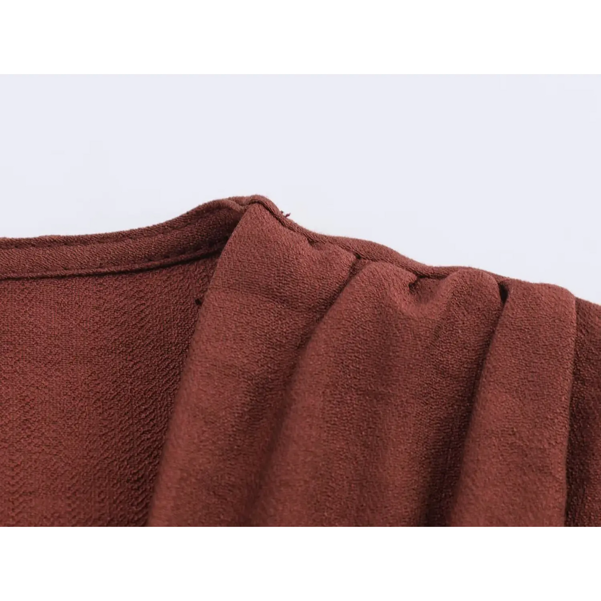 Close-up of shoulder seam stitching