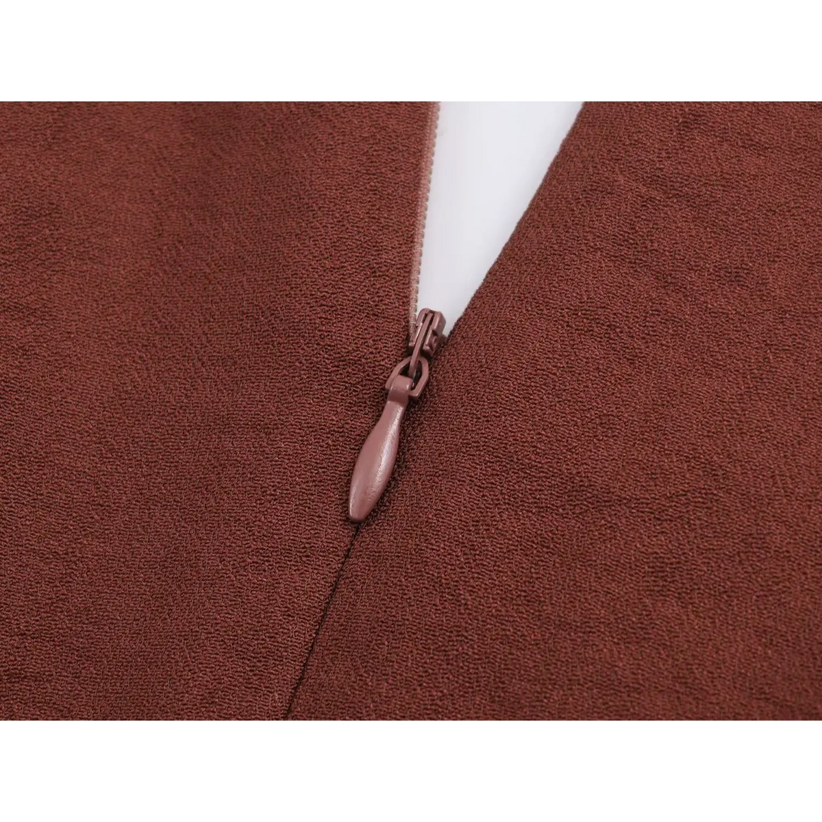 Close-up of back invisible zipper pull