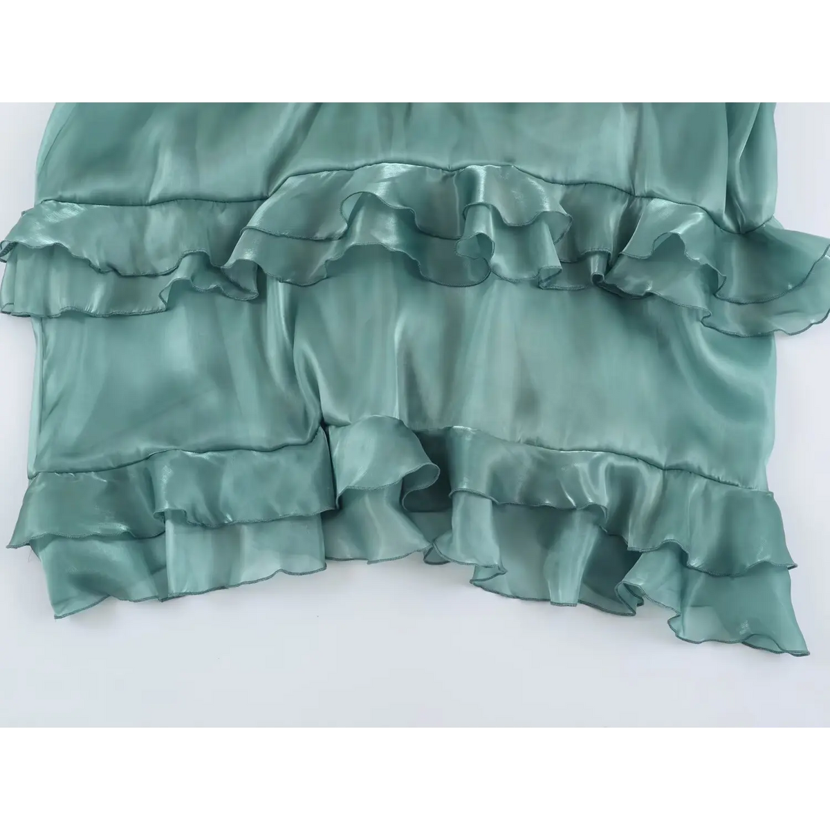 Close-up of tiered layered ruffle hem