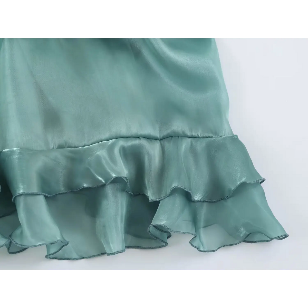 Close-up of ruffle hem stitching