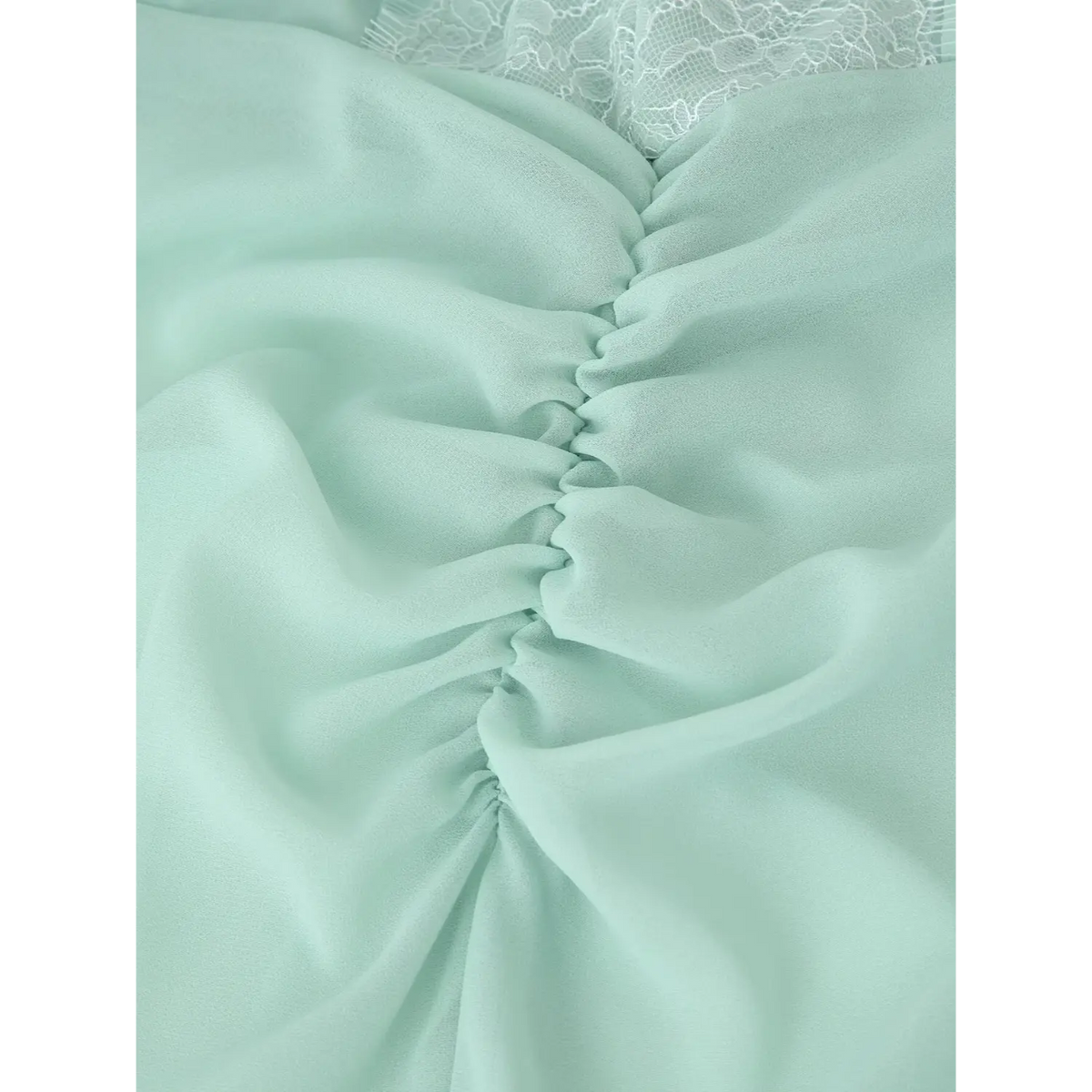 Close-up of front ruched detail