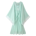 Front flat lay of chiffon overlay cape sleeve dress