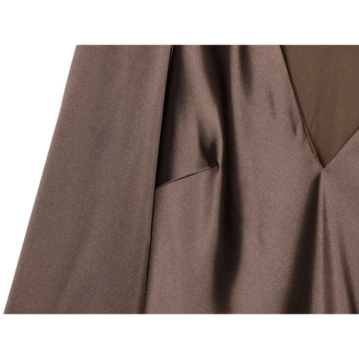 Close-up of mocha brown underbust dart detail
