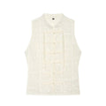 Vest side inner sheer macro close-up, lightweight hollow single layer breathable fabric no thick lining summer fresh texture shot