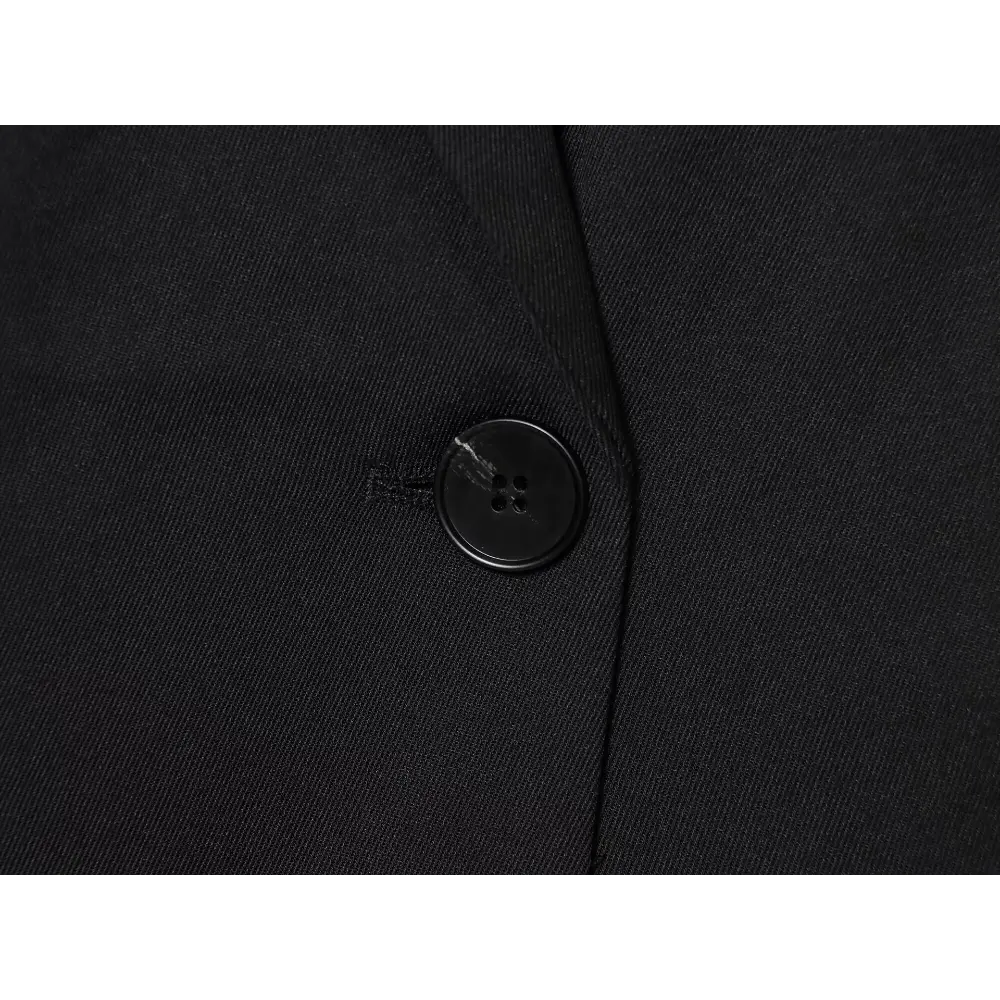 Close-up of black front button