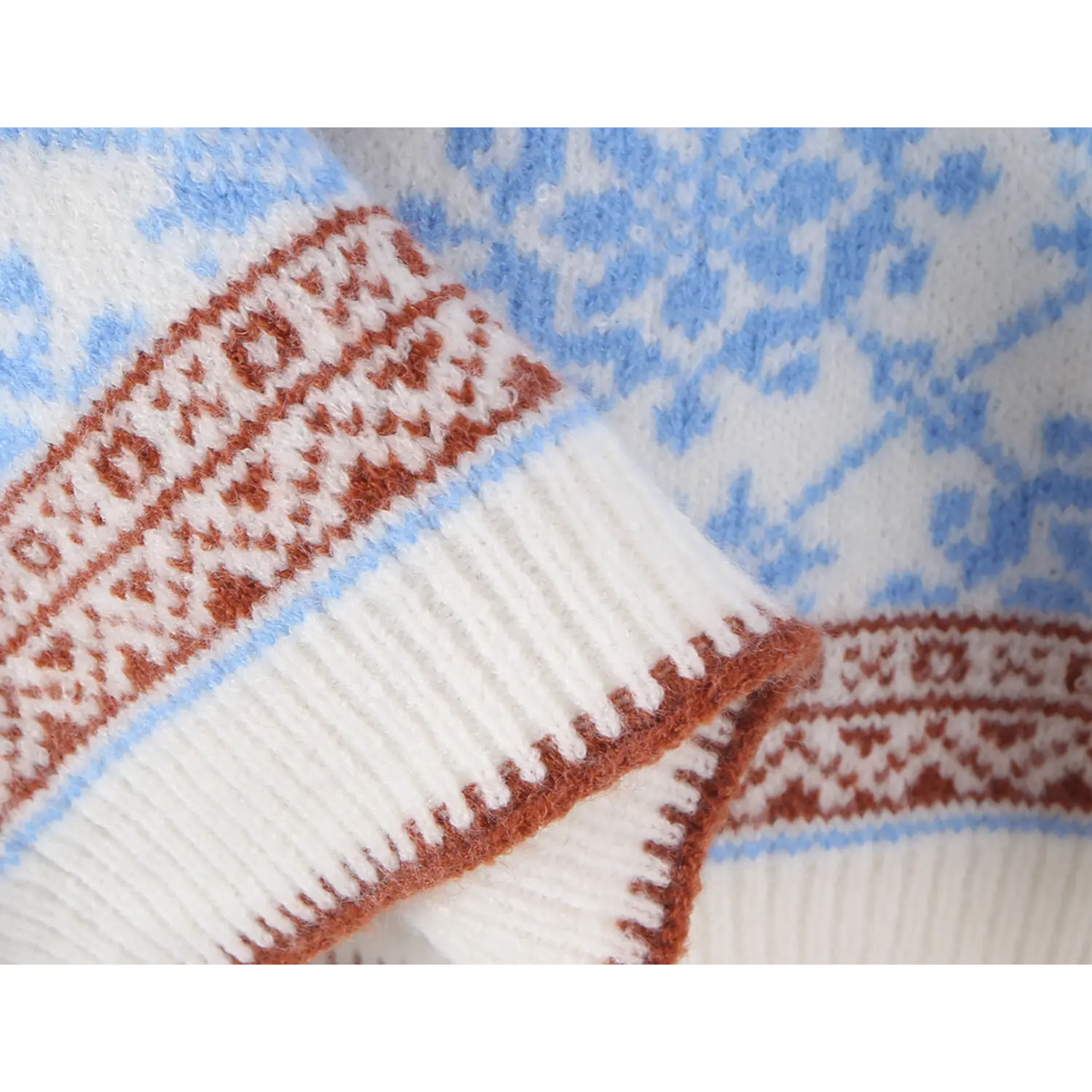 Close-up of cuff fair isle trim