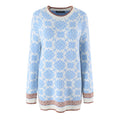 Front flat lay of snowflake fair isle crew neck sweater
