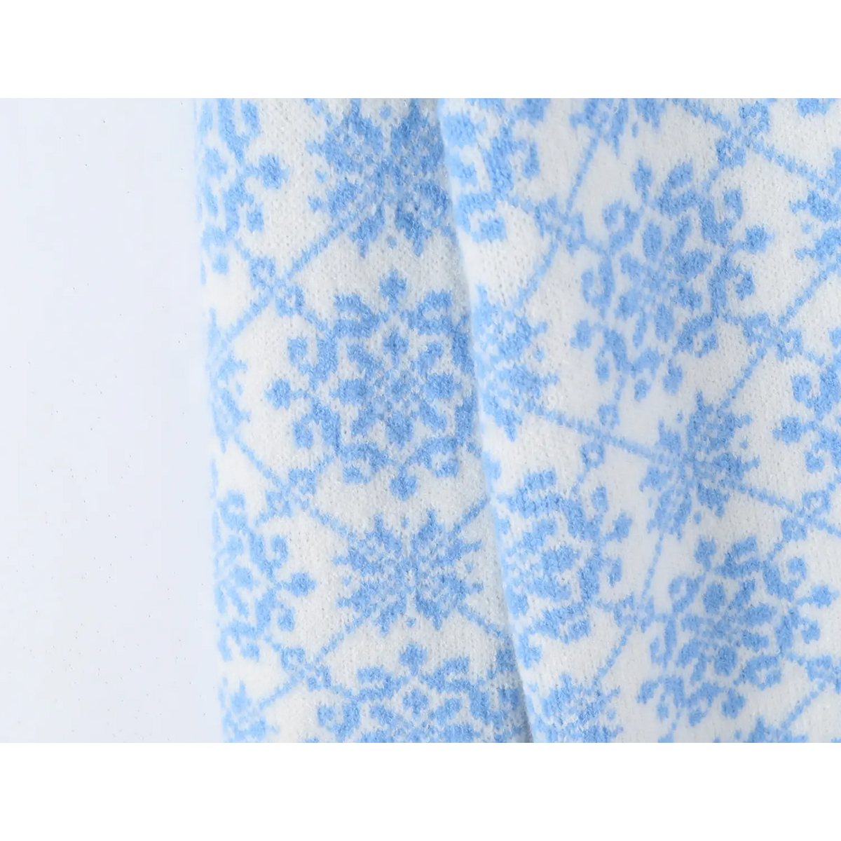 Close-up of snowflake jacquard pattern