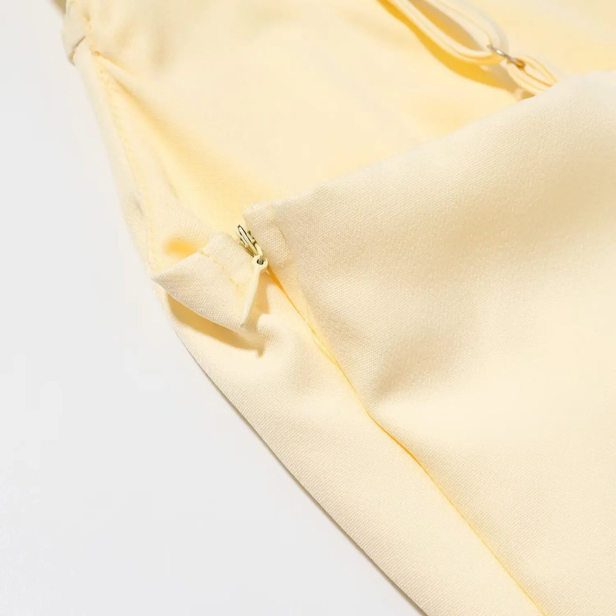 Close-up of side zip