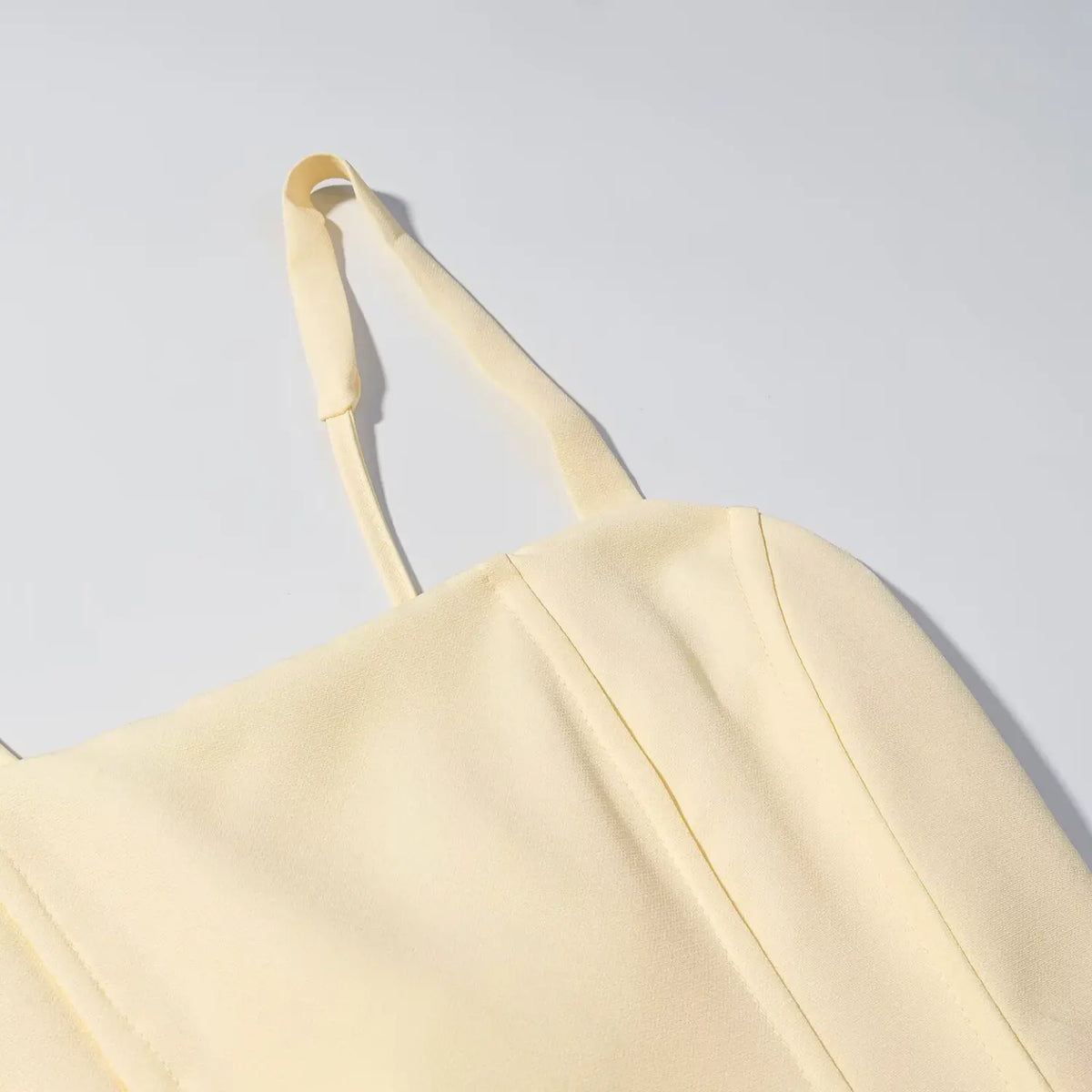 Close-up of boned bodice and strap