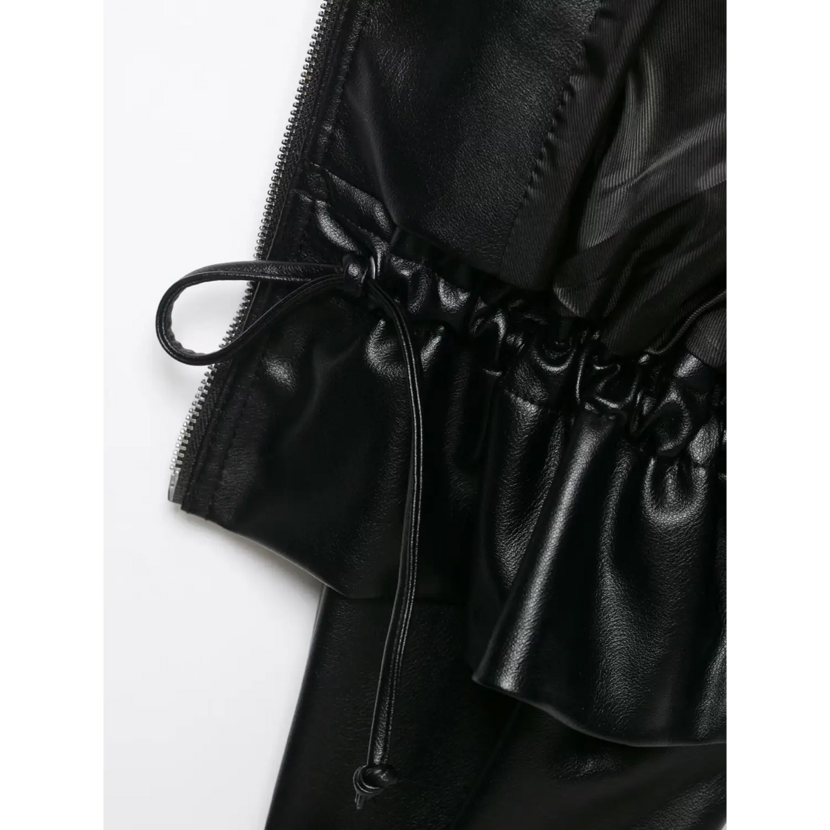 Close-up of black drawstring knot