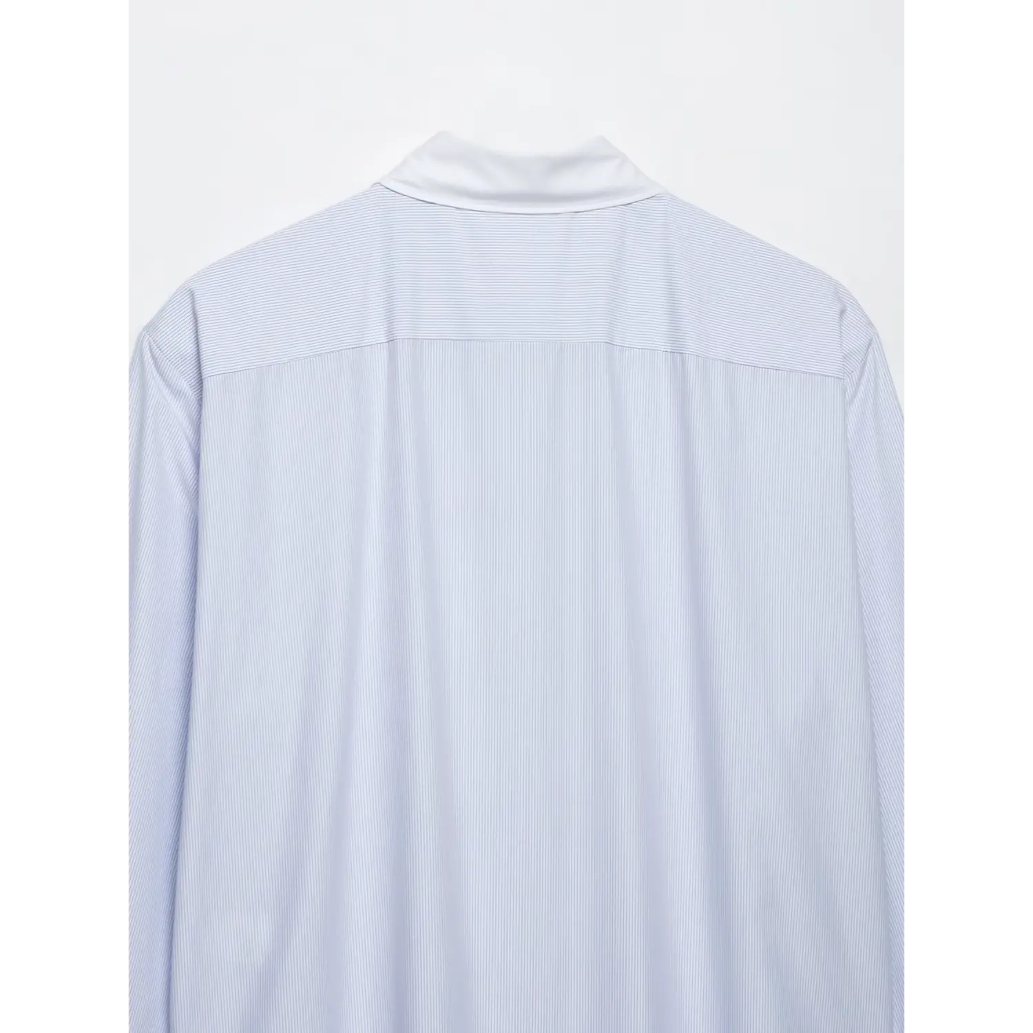 Back flat partial shot of horizontal yoke seam, clean tailored back panel construction