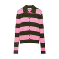 Striped collar button front cardigan, front flat lay