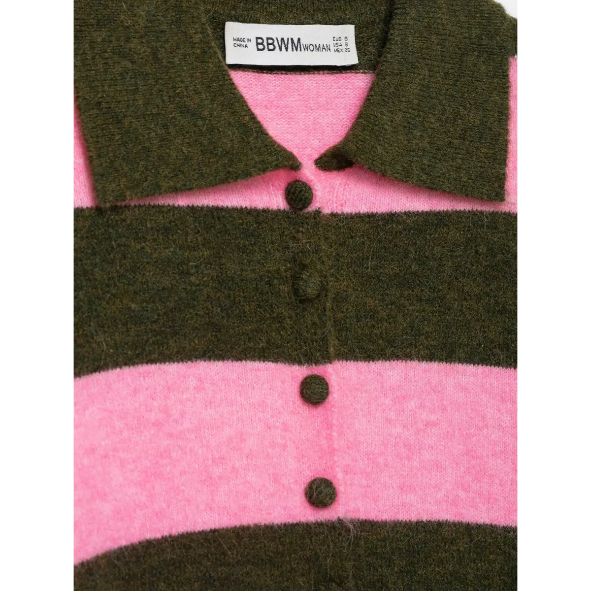 Close-up of inner label and button placket