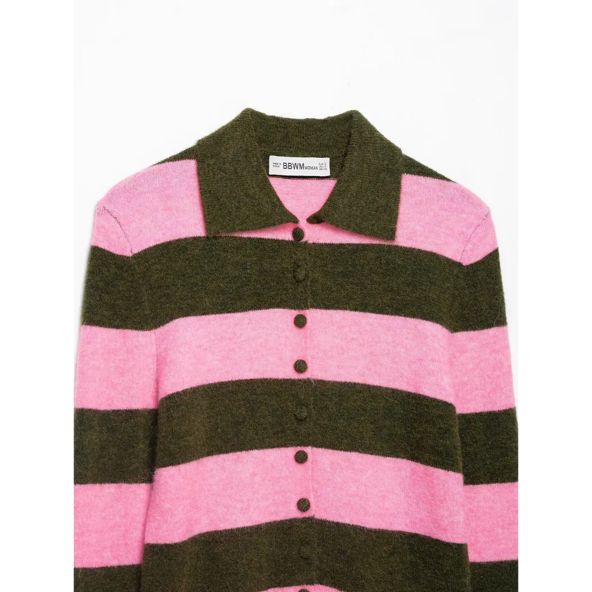Close-up of polo collar and button placket