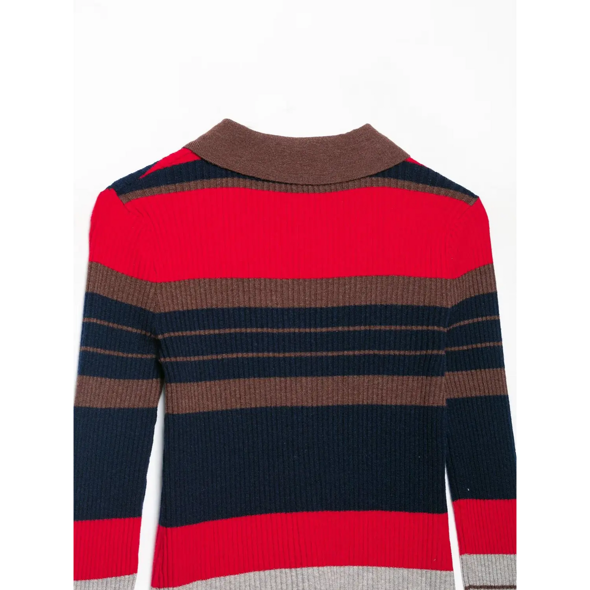 Close-up of back neck and horizontal stripes