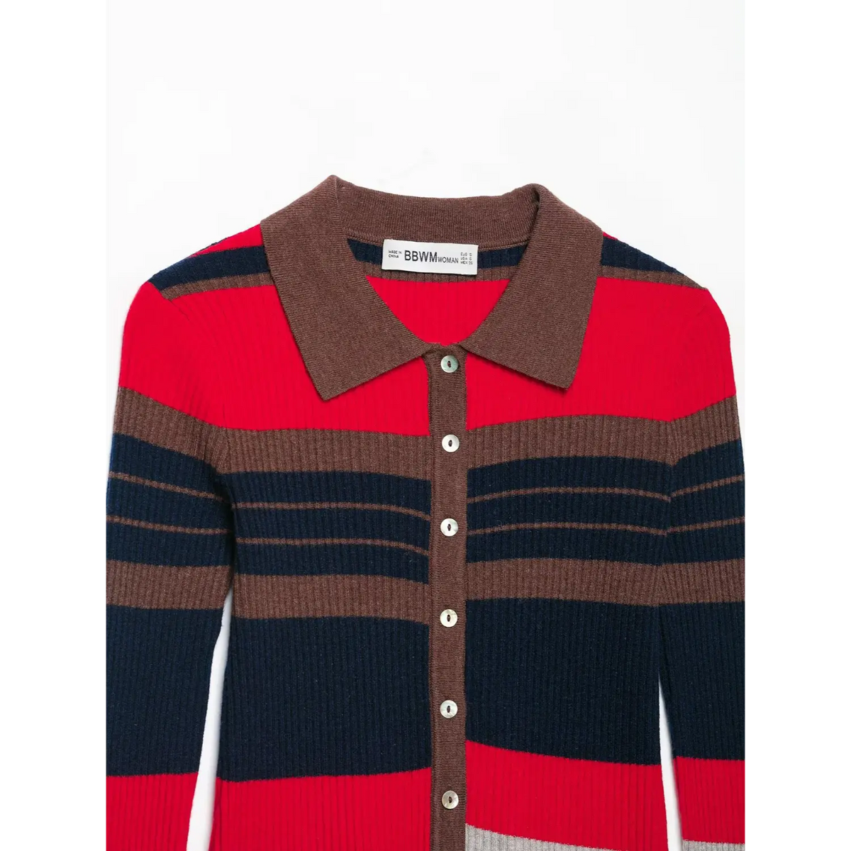 Close-up of collar and button placket