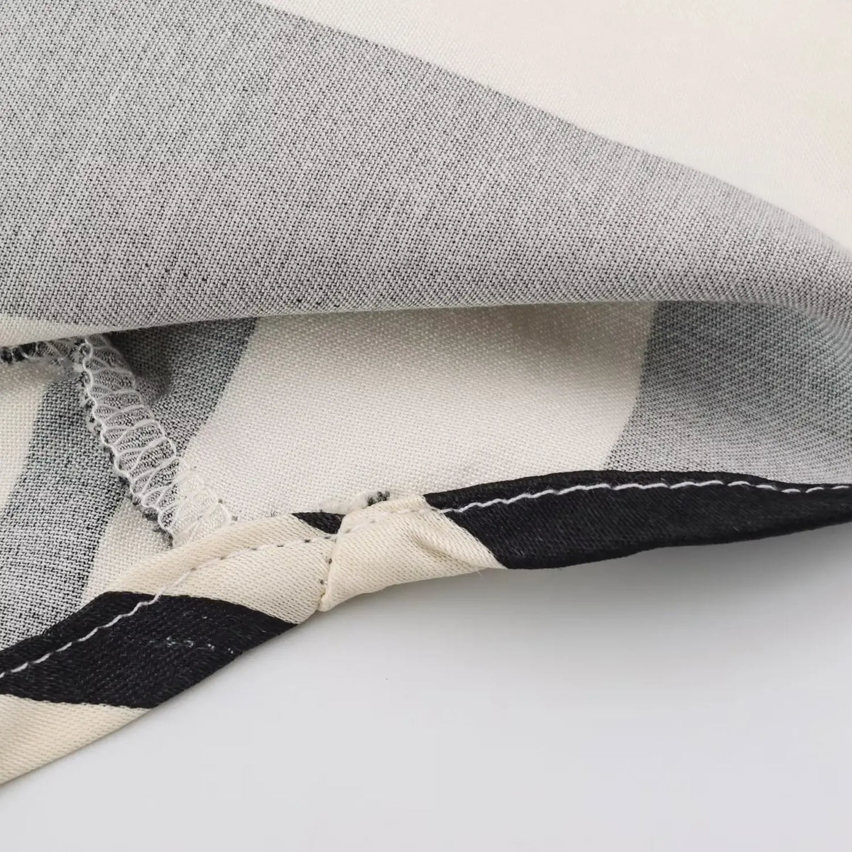 Close-up of fabric reverse and hem finish