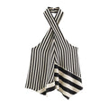 Striped crisscross halter asymmetric top, front flat lay