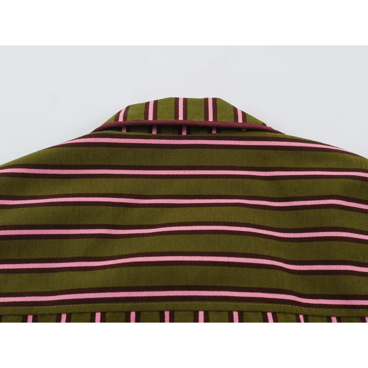 Close-up of back neck and horizontal stripes