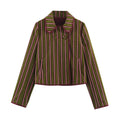 Front flat lay of striped peter pan collar cropped jacket
