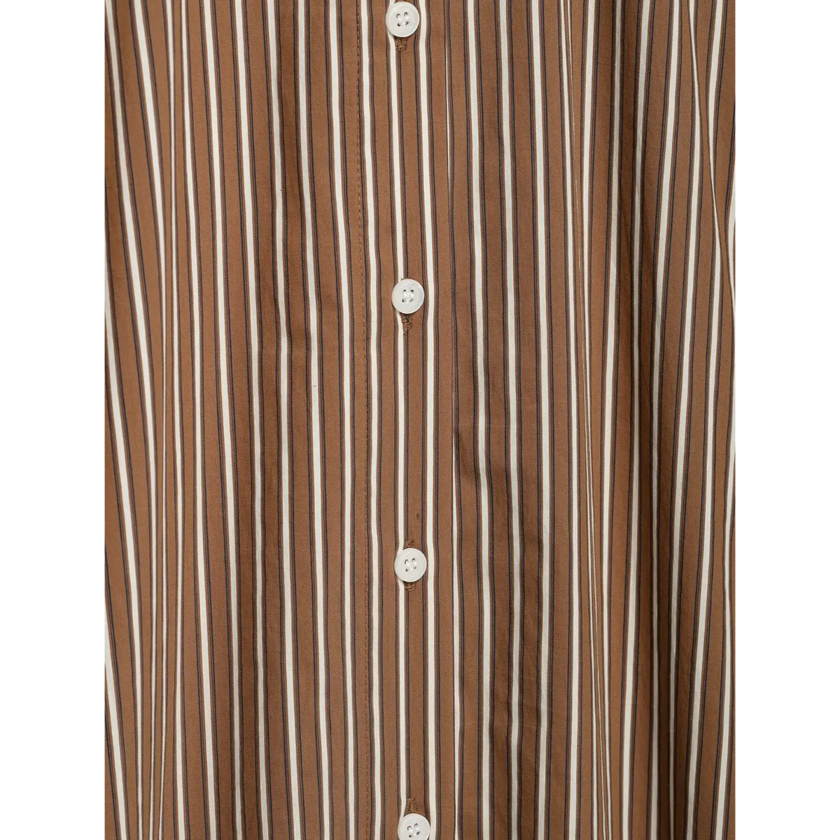 Close-up of white round buttons on front placket