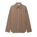 Striped point collar button down oversized shirt, front flat lay