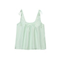Front flat lay of striped tie shoulder gathered cami top