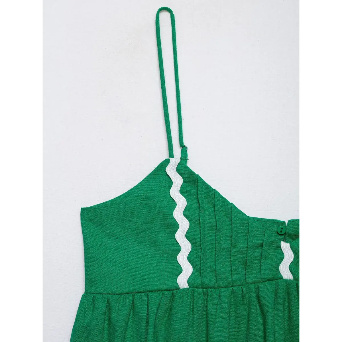 Metal slider adjuster fine strap detail v neck linen blend camisole