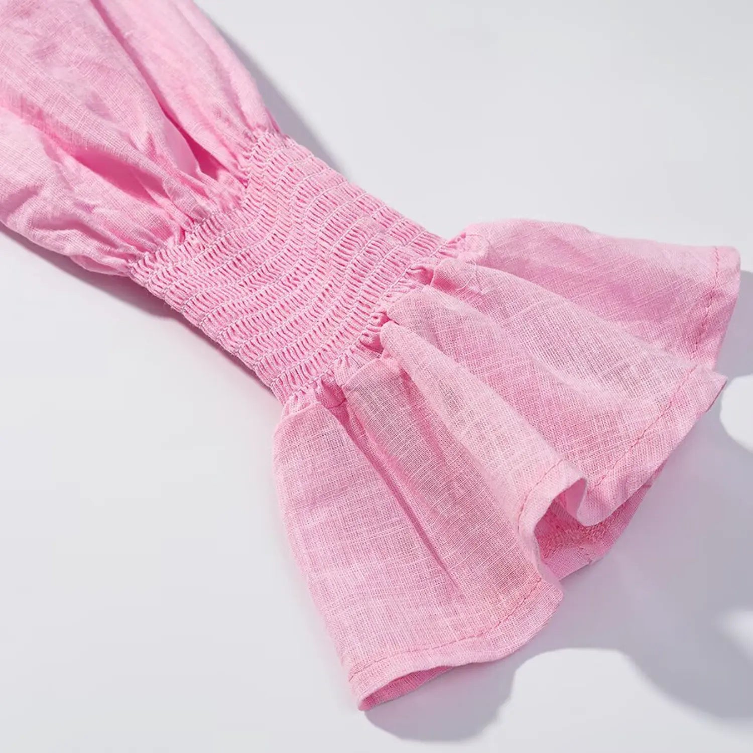 Back waist full elastic smocked panel, dense horizontal ruched stitching for stretch shaping