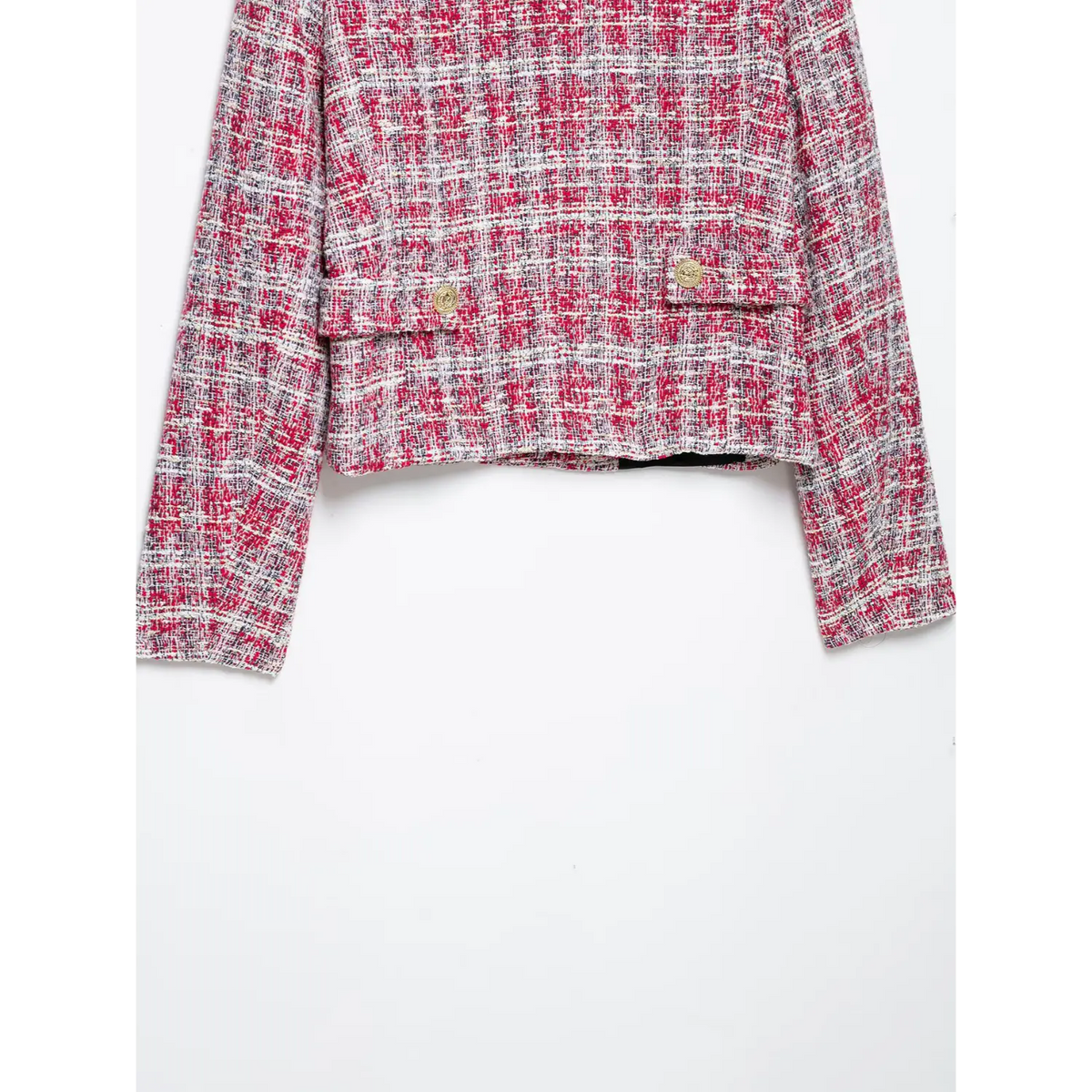 Back flat lay of jacket with flap pockets