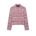 Front flat lay of tweed double breasted cropped jacket