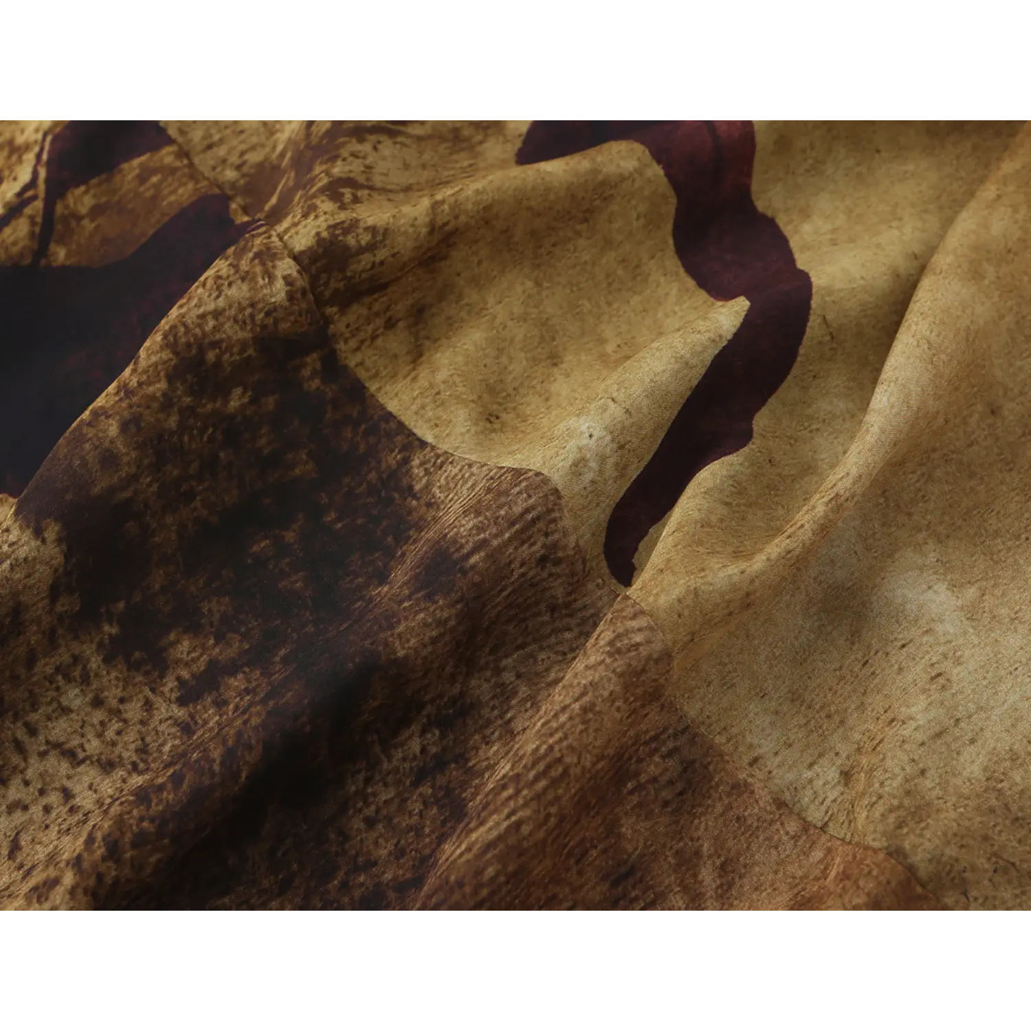 Macro close‑up of vintage faded floral print, soft flowy fabric texture