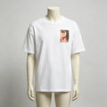 Daily street casual basic tee with italian summer red drop earring portrait print